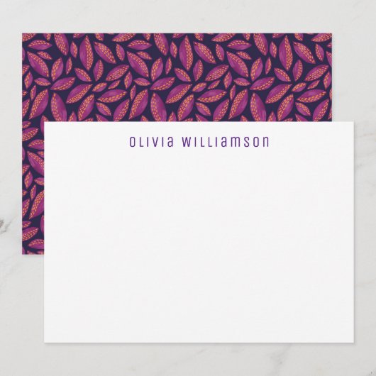 Cartes de notes violettes d'automne (Devant / Derrière)