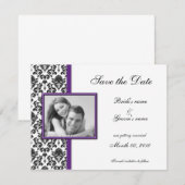 Cartes de notification de mariage en damas violet (Devant / Derrière)