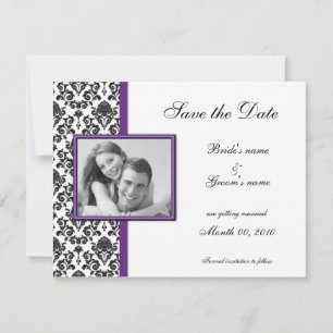 Cartes de notification de mariage en damas violet