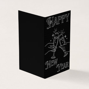 Cartes de nouvel an noir et blanc 25pk