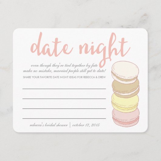 Cartes de nuit Date Fête des mariées | Macarons fr (Devant)