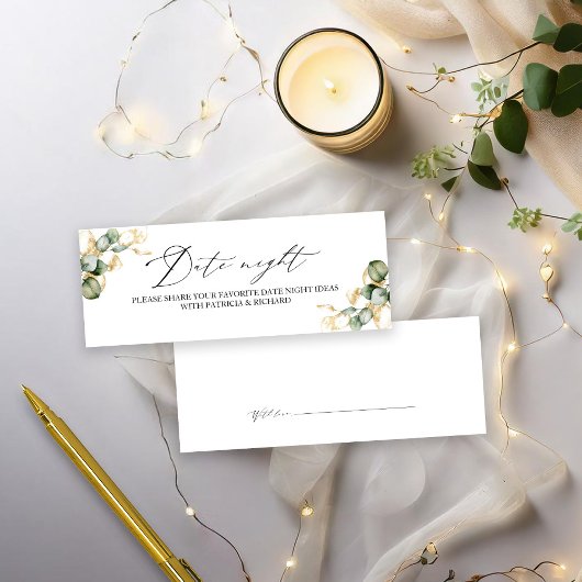 Cartes de Nuit de Date de Mariage en Verdure Dorée