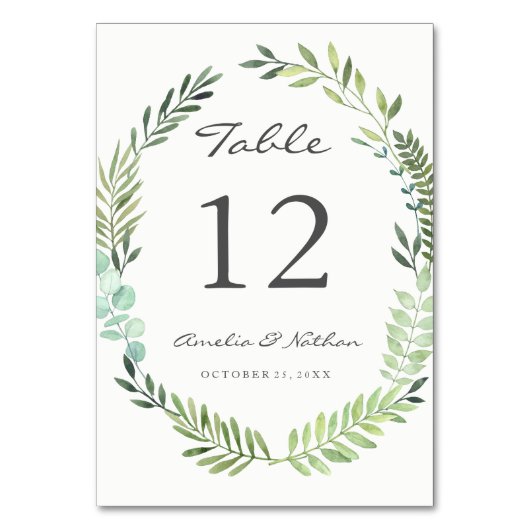 Cartes de numéro de table à couronne de feuilles v (Par défaut)