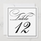 Cartes de numéro de table à écriture élégante noir (Dos)