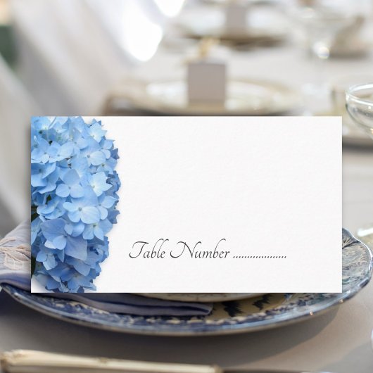 Cartes de numéro de table à fleurs d'hortensia ble