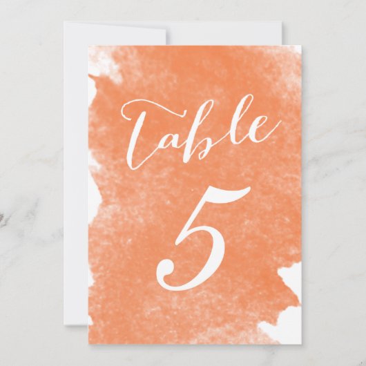 CARTES DE NUMÉRO DE TABLE À L'AQUARELLE ORANGE CHI (Devant)