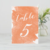 CARTES DE NUMÉRO DE TABLE À L'AQUARELLE ORANGE ÉLÉ (Debout devant)