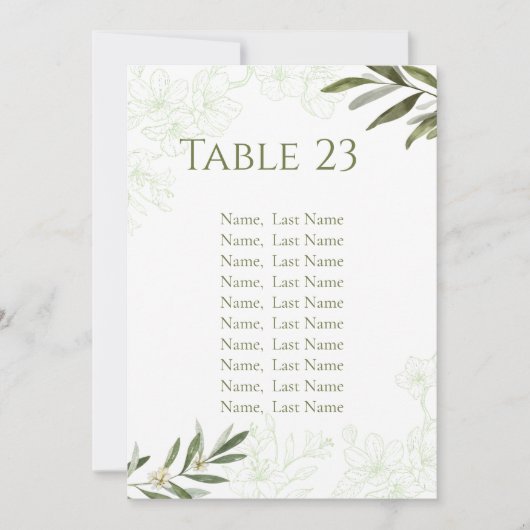 Cartes de numéro de table à motif floral élégant v (Devant)