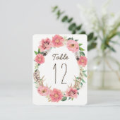 Cartes de numéro de table à plumes bohèmes aquarel (Debout devant)