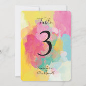 Cartes de numéro de table aquarelle rose coloré (Dos)