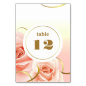 Cartes de numéro de table avec des roses roses élé (Dos)