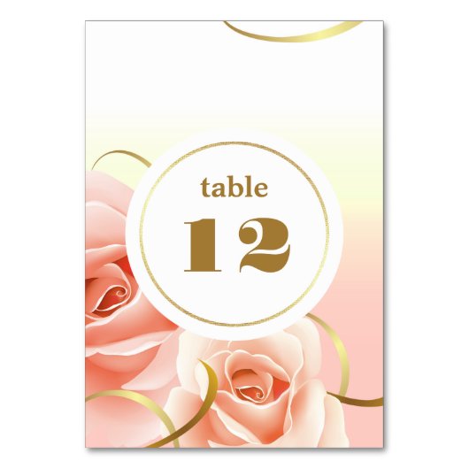 Cartes de numéro de table avec des roses roses élé (Par défaut)