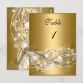 Cartes de Numéro de Table Blanc Or (Devant / Derrière)