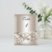 Cartes de Numéro de Table Crème Blanc Or (Debout devant)