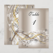 Cartes de Numéro de Table Crème Blanc Or (Devant / Derrière)