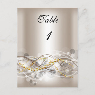 Cartes de Numéro de Table Crème Blanc Or
