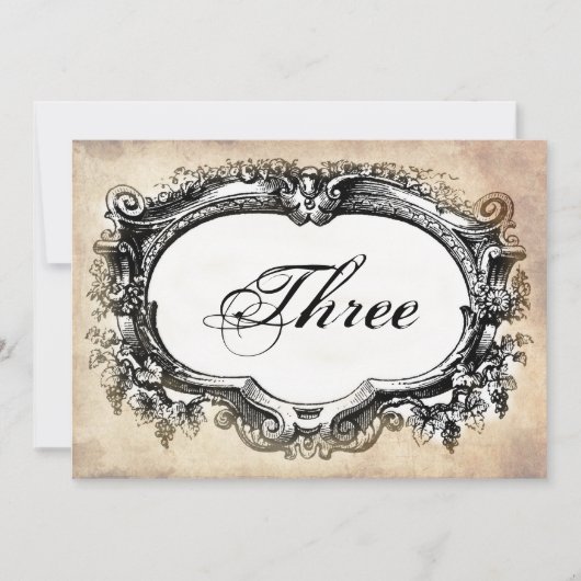 Cartes de numéro de table d'affichage vintage mari (Devant)