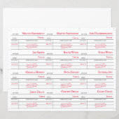 Cartes de numéro de table de bibliothèque personna (Devant / Derrière)