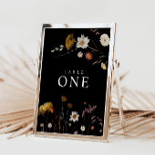 Cartes de numéro de table de Fleur sauvage noir