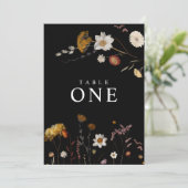 Cartes de numéro de table de Fleur sauvage noir (Debout devant)