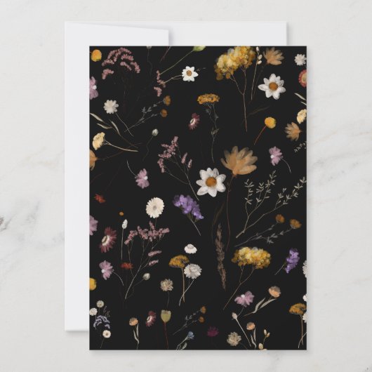 Cartes de numéro de table de Fleur sauvage noir (Dos)