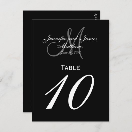 Cartes de numéro de table de mariage à monogramme (Devant / Derrière)