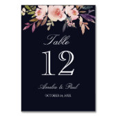 Cartes de numéro de table de mariage à motif flora (Dos)