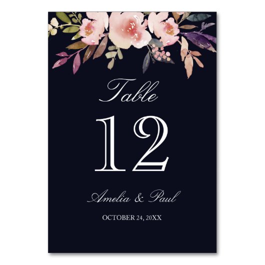 Cartes de numéro de table de mariage à motif flora (Par défaut)