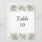 Cartes de numéro de table de mariage à verdure d'e (Devant)
