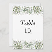 Cartes de numéro de table de mariage à verdure d'e (Dos)
