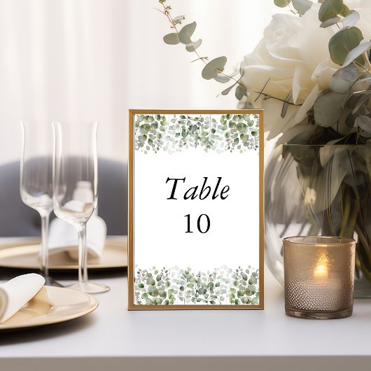 Cartes de numéro de table de mariage à verdure d'e