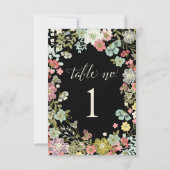 Cartes de numéro de table de mariage avec jardin f (Dos)