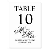 Cartes de numéro de table de mariage classiques no (Dos)