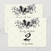Cartes de numéro de table de mariage d'oiseaux vin (Devant / Derrière)