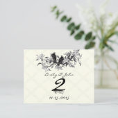 Cartes de numéro de table de mariage d'oiseaux vin (Debout devant)