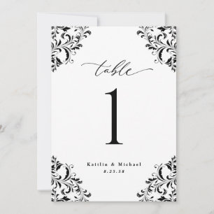 Cartes de Numéro de Table de Mariage Élégantes Noi