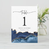 Cartes de Numéro de Table de Mariage en Agate Or B (Debout devant)
