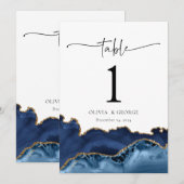 Cartes de Numéro de Table de Mariage en Agate Or B (Devant / Derrière)