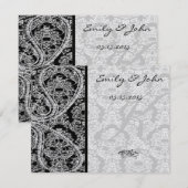 Cartes de numéro de table de mariage en Damas noir (Devant / Derrière)