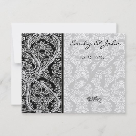 Cartes de numéro de table de mariage en damassé no (Devant)