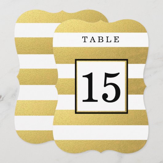 CARTES DE NUMÉRO DE TABLE DE MARIAGE EN OR CHIC (Devant / Derrière)