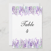 Cartes de numéro de table de mariage floral pourpr (Dos)