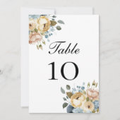 Cartes de numéro de table de mariage florales crèm (Devant)