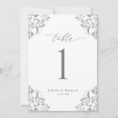 Cartes de numéro de table de mariage gris argenté (Devant)