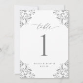 Cartes de numéro de table de mariage gris argenté (Dos)