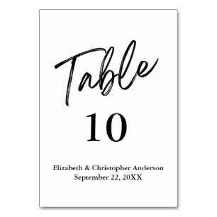 Cartes de numéro de table de mariage minimaliste s