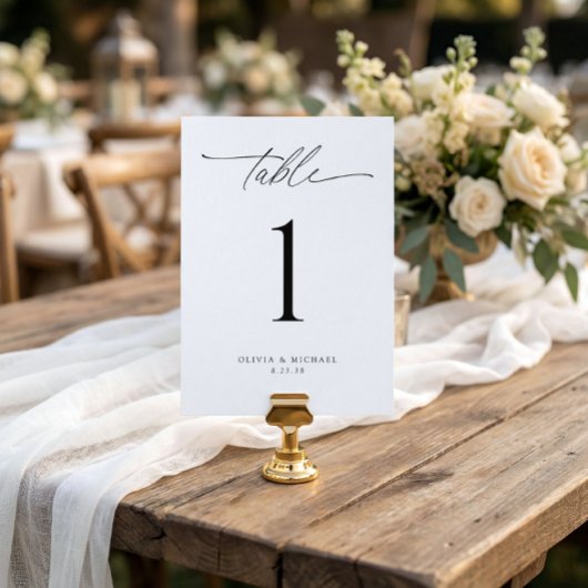 Cartes de numéro de table de mariage modernes noir