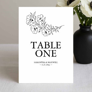 Cartes de numéro de table de Mariages noir et blan