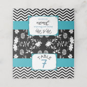 Cartes de numéro de table de Mariages noir et bleu (Extérieur déplié)