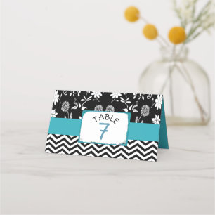 Cartes de numéro de table de Mariages noir et bleu